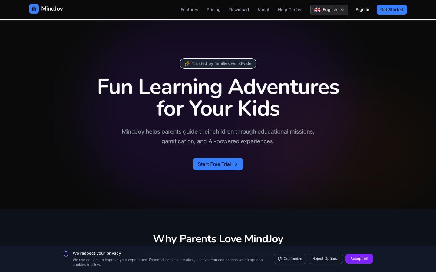MindJoy — app website with features, pricing and App Store redirect